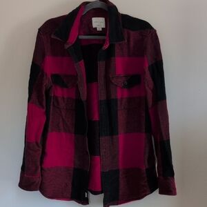 Men's Plaid Shirt - Black and Red